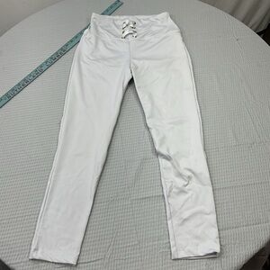 Women's White Lace-Up Leggings